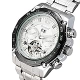 ZGZXD Mechanische Uhrmänner des Geschäftskalenders, Wasserdichte Uhr Der Jungenstudenten Hohler Stahlgurt,D