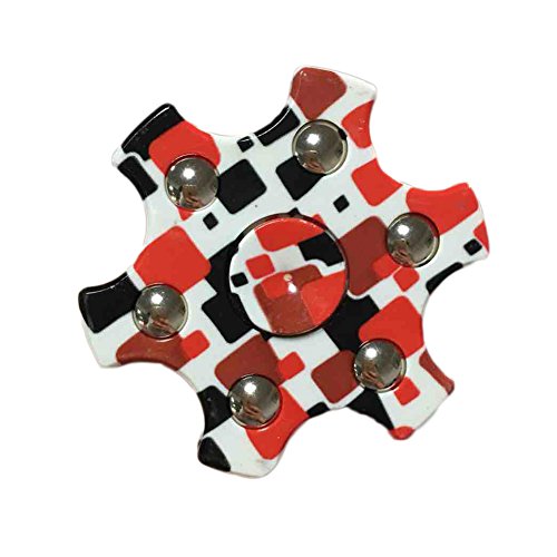 Bellenne Gear Shape Fidget Spinner Angular Hands Stress Reducer Red & White Grid Bellenne Gear Shape Fidget Spinner Angular Hands Stress Reducer Red & White Grid