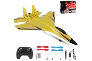 LUFEIS F-22 RC Aereo Radiocomandato, 2,4 GHz 2 Canali Aereo Telecomandato, Aereos RC Aeroplano Telecomandato con Sistema Giroscopio Xpilot, Aliante Volante per Principianti Bambini Adulti (Giallo)