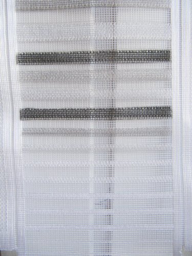 Scheibengardine Weiß grau schwarz Querstereifen 45 cm Hoch - 2