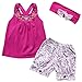 TiaoBug Baby Girls Outfits Embroideries Vest Top Flower Shorts with Headband Costume Clothes Set 9-12 Months Fuchsia
