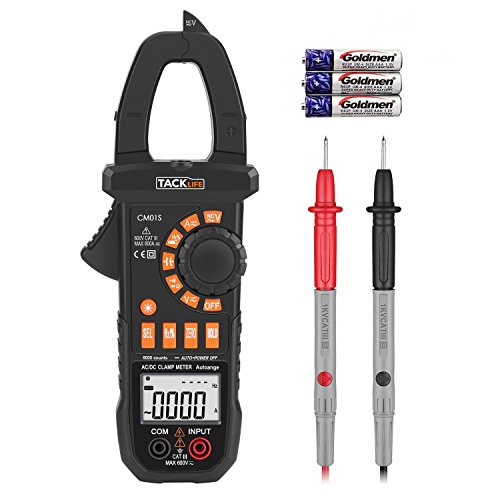 Tacklife CM01S Advanced Digital Clamp Meter Auto Range Multimeter mit 6000 Counts Spannungsprüfer für AC / DC 600V, AC-Strom 600A, Widerstand, Kapazitanz, Kontinuität, Frequenz, Dioden