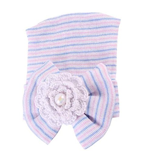 Ularma Newborn Hospital Hat Newborn Baby Hats With Pretty Bow Flower Pearl (Purple)