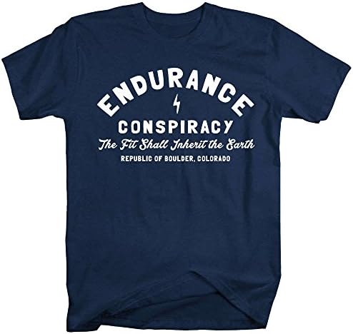 NEW IN - Store Men's Logo T Shirt by Endurance Conspiracy "Boulder Shop T" Heather Navy Blue Cotton Jersey Crew Neck - Large