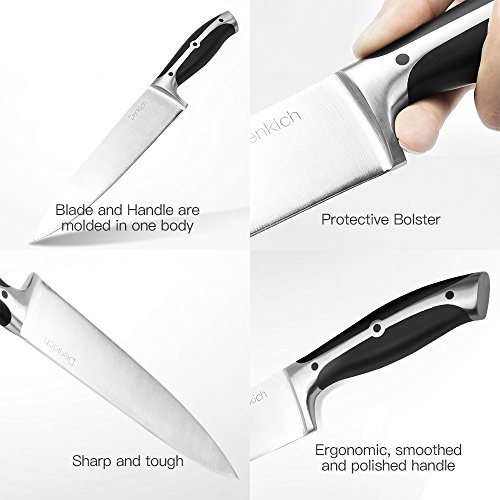 Denkich Kochmesser, 34cm Küchenmesser mit Griff aus Edelstahl,schwarz - 3