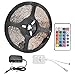 Produktbild COSANSYS LED Strip RGB LED Streifen Set 5M SMD 3528 Wasserdicht Lichtleisten I65 Farbwechsel LED Strip Lichtband 12V Netzteil LED Streifen 12V 2A Lichtketten mit 24 Tasten IR Fernbedienung für Wohnraumbeleuchtung ,zur Dekoration, bar, Wandleuchte, Theater, private Gärten, quer Beleuchtung