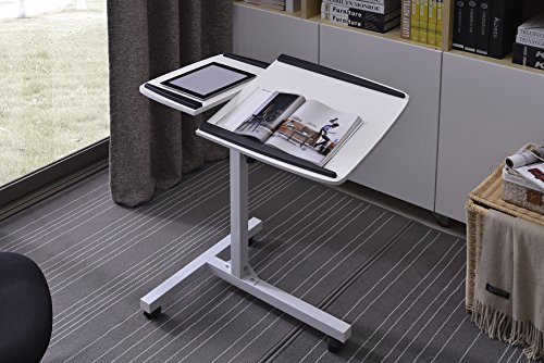 SixBros. Laptoptisch Projektionstisch Weiß – LT-001A/2084 – MDF Weiß – Gestell Metall Weiß - 4