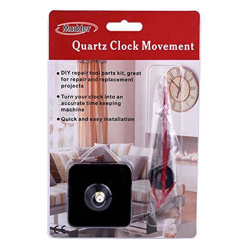 Mudder Quarzuhrwerk Mechanismus DIY Reparaturwerkzeug Kit mit dreieckigen roten Zeigern, 3/25 Zoll Maximaldialdicke, 1/2 Zoll Gesamtwellenlänge - 6