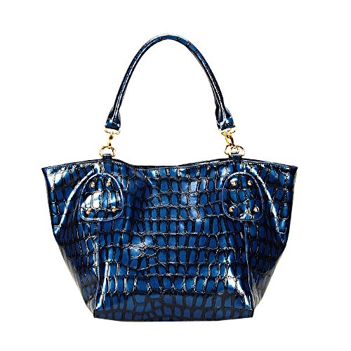 Preisvergleich Produktbild FASH Limited Crocodile Print Lustrous Schultertasche , Golden Hardware