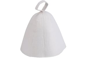 YOSOO Kapelusz do Sauny Czapka Filcowa 100% Wełniana Biała do Ochrony Głowy 22 cm / 8,66 Cala