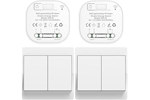 Cerhot interruttore radio 230V, interruttore della luce senza batteria, set di interruttori della luce wireless, interruttore radio da parete per luci (EU 2 Gang 2V2 a)