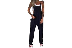 YOLIMOK Monos de Vestir Mujer Pantalones Punk Mono con Pantalón Largo Mujeres Playsuit Vestido Ceremonia Sólido De Pierna Ancha Mangas Dungaree Sumpsuit Pantalones Rompers Elegante Casual Party