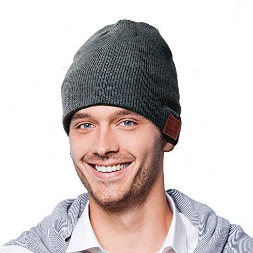 SZ Yideng Gorro de Música Inalámbrica Bluetooth, Gorro de Invierno Unisex con Auricular Inalámbrico Micrófono de Mano Beanie USB Recargable de Manos Libres para Correr Esquí Patinaje (Gris Oscuro)
