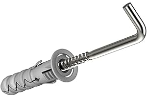 KEPLE Viti a gancio a forma di L con tasselli da muro M12 e 7.0x80mm viti ad angolo retto, viti piegate a 90 gradi e fissaggi in nylon Rawl, tasselli ad espansione e ganci quadrati (10 pezzi)