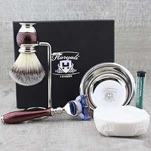 Haryali London 6Pc Mens Shaving Kit 5 Edge Razor, Synthetic Hair Brush, Bowl, Stand, Soap and Alum Perfect Shaving Set… - Image 2