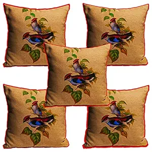 DreamVio Jute Exclusive Decorative Throw/Pillow Covers, Cushion Covers for Living Room, Bed Room, Sofa,Chairs Pack/Set of 5 (Multicolour, Size 12 x 12 Inches)