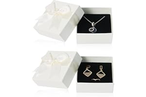 Nideen 2 Pack Jewellery Gift Box 7.5x7.5x3.5cm Small Gift Boxes with Lids, Ring Earrings Necklace Gift Box(White)