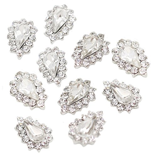 Sanwood 10Pcs 3D Glitters Rhinestone Bowknot DIY Decal Nail Art Tips Stickers (Type 5)