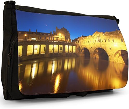 Poulteney Bridge On River Avon In Somerset Bath Black Large Messenger School Bag