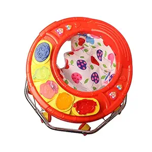 GENERIC Musical Baby Activity Walker for Kids with Music, Light and Adjustable Height - for Boys and Girls - Suitable Age 6 to 12 Months + (RED, 9-12 Months)