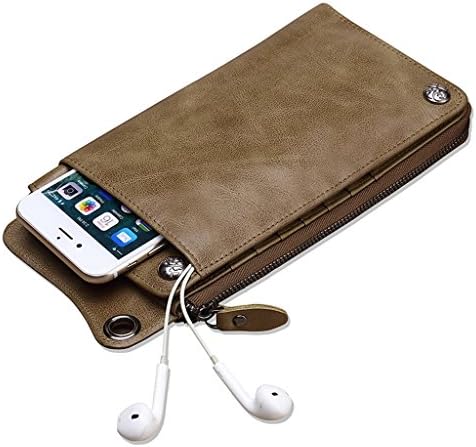 Langii Top Layer Leather Wallet Men Full Grain Calfskin Phone Pouches - -