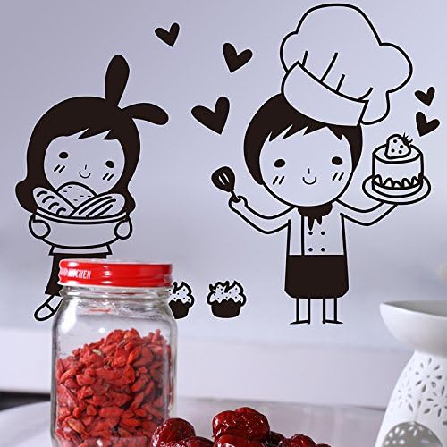 MiniWall Happy Chef Lovely Cartoon Kitchen Wall Posters Stickers Tiled Self-Adhesive Waterproof Restaurant Wall Post Decals