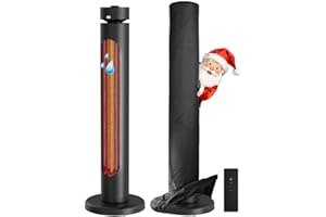 Infrarot Standheizstrahler 1500W, Heizstrahler Terrasse Outdoor Terrassenheizer 8 Heizstufen 75° Oszillation, IP65 Wasserdicht Infrarot Heizstrahler mit Fernbedienung Timer