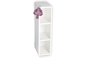 ‎PUCKDADDY Puckdaddy Moritz White Wooden Standing Storage Shelves 19 x 30 x 75 cm, as Chest of Drawers, Nappy Rack, Changing Table Storage, Nursery Storage, Matches IKEA Malm