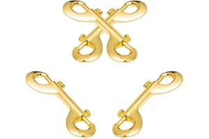 Huture Doppel Karabinerhaken Doppelkarabiner Karabinerhaken Bolzenschnapper Ketten Schnapphaken Drehbarer Gerader Wirbel Zinkdruckguss Vernickelt 89 mm - Gold Glänzend - 4er Set
