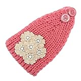 Damen Blume Häkelarbeit Gestrickt Stirnband Headband, LEEDY Frauen Warme Wolle Design Winter und Frühling Haarband Kopfband Headband Stirnbänder Kopfbedeckung