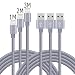 Produktbild PeziMu iPhone Kabel Nylon, Geflochtenen USB Kabel für iPhone7 / 7plus / 6s / 6 plus, iPhone SE, iPhone 5s 5c 5, iPad, iPod - (1+2+3)M (Grau)