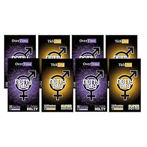 NOTTY BOY Super Dotted 1500+ Dots and Extra Time Extended Pleasure Condoms ? (80 Pieces, Set of 8)