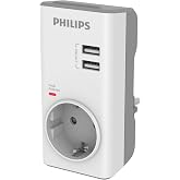 Philips CHP4010W Tekli Akım Koruma Priz, 380J, 2x USB-A, Max 2.4A, Beyaz
