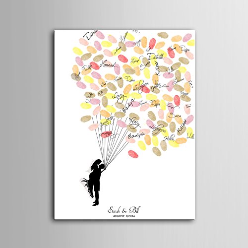 Takalao Personalisierte Fingerabdruck Leinwand druckt – Guest Book Signatur Fingerabdruck – neue Leute unter den Ballon , Standard , 60*80 - 3