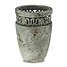 Produktbild matches21 Dekorative Zementvase Zement Vase Blumenvase in antiker Optik mit Metallbordüre 14x20 cm