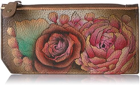 Hand Painted Leather Women's RFID Blocking Card Case with Coin Pouch