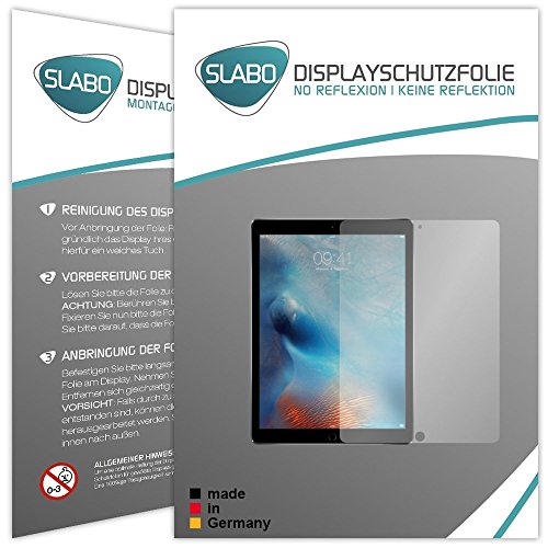 2 x Slabo Displayschutzfolie iPad Pro (12,9") Displayschutz Schutzfolie Folie "No Reflexion|Keine Reflektion" MATT - Entspiegelnd MADE IN GERMANY