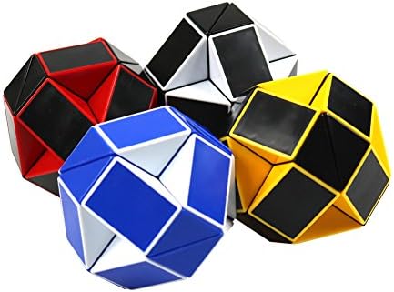 FCBB 4 Pack 24 Parts Snake Ruler Twist Cube Puzzles Stickerless