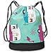 Produktbild Colrful Happy Camper Van Flamingos Drawstring Bag for Men & Women - Cinch Backpack Sackpack Tote Sack with Wet & Dry Compartments for Travel Hiking Gym