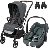 Maxi-Cosi Leona2-Pebble S Tek Elle Katlanabilen Ultra Kompakt &Ccedil;ift Y&ouml;nl&uuml; Seyahat Sistem Bebek Arabası Graphite
