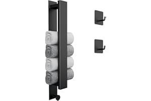 ‎VEWICOKOP Handtuchhalter Ohne Bohren, Gästehandtuchhalter Selbstklebend, Edelstahl Handtuchstange Wandmontage mit 2 Handtuchhaken für Badezimmer und Küche (40cm,Matt Schwarz)