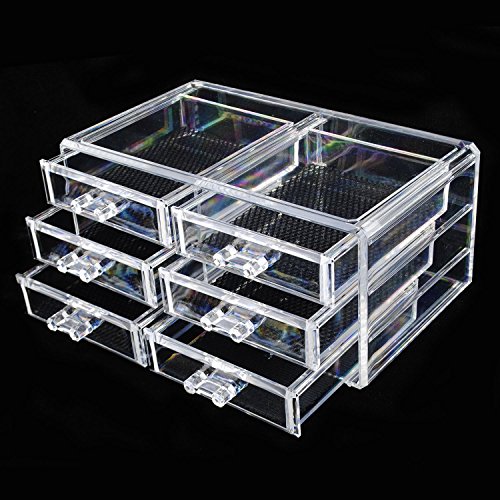 Acryl Kosmetik Organizer Make Up Aufbewahrung Kosmetikorganiser mit Schubladen 125x110x240mm - 2