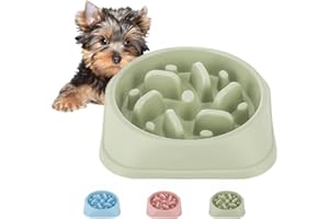 QUMENEY Dog Slow Feeder, Non-slip Puzzle Pet Slower Food Feeding Dishes, Durable Preventing Choking Fun Dog Bowl for Small and Medium Sized Dogs (GREEN)