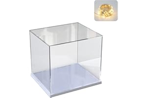 ELEPURE Acryl Vitrine Klar für Lego Actionfiguren Funko Pop Modell Skulptur Transparenter Plexiglas Display Box für Sammlung Staubschutz Anzeigekasten für Aufbewahrungsspielzeug【Weiß,25×25×25cm】