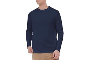 HYCOPROT Rashguard Anti-UV Hommes Manches Longues UPF 50+ Protection Solaire T-Shirts de Sport Séchage Rapide Hauts pour Natation Course à Pied Pêche