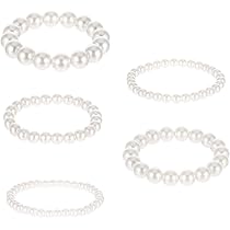 Molain Perlenarmbänder Set – 5 Stück, Stretch, Stapelbar, Faux Perlen In Weiß, Für Frauen