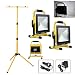 Produktbild VINGO® 2x 50W LED Fluter Akku Baustrahler 4400mA Wiederaufladbare Scheinwerfer handlampe 4500LM Kaltweiß mit Doppelt Teleskop-Stativ
