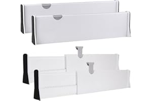 ShanQian Lot de 4 Separateur de Tiroirs Cuisine Extensible 37.8-54 CM Plastique Separateur Tiroirs Vetement Cuisine Ajustable, Organisateur de Tiroir Cuisine Pour Couvert, Commode, Bureau