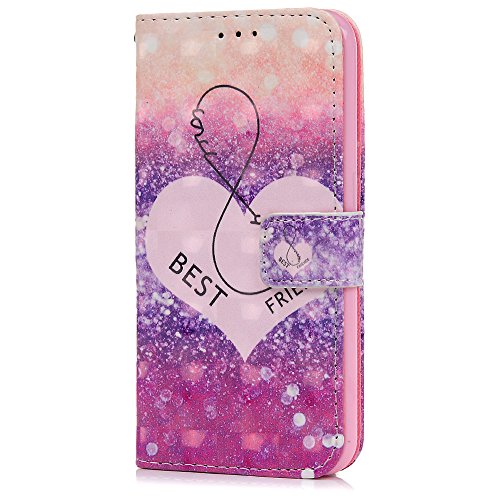 Lanveni S6 Hülle, Handyhülle für Flip Case Cover PU Lederhülle Schutzhülle Magnetverschluss Ledertasche mit Stander Function Brieftasche Card Slot Handy Tasche mit Liebe Cover Design für Samsung Galaxy S6 + 1 x Stylus Stift + 1 x Staubdichte Stecker - 4