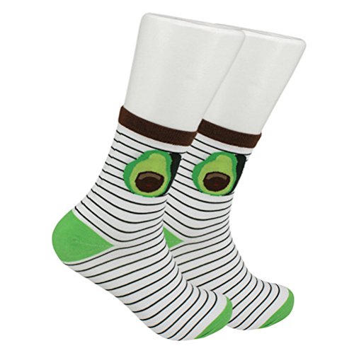 Preisvergleich Produktbild LQZ Avocado Socken Wintersocken Stricksocken Baumwolle Damensocken Grün Streifen Muster